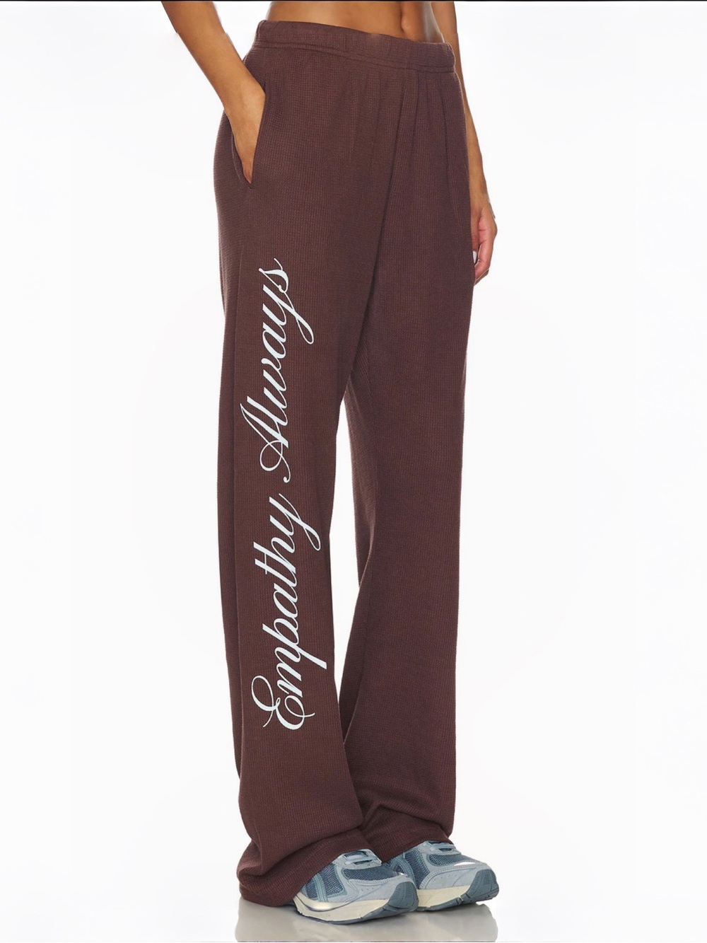 The Mayfair Group Empathy Always Brown Waffle Wide Leg Sweatpants Sz S/M NEW